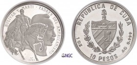 522-Cuba
 République de (1962 à nos jours)
 Piéfort sur flan bruni du 10 pesos - 1993.
 Blason lisse.
 Très rare.
 62.2g - KM manque - Fr. manque...