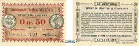 525-Dahomey
 0.50 franc - Décret du 11 février 1917 - Filigrane abeilles.
 Très rare dans cette qualité.
 Kolsky 372a - Pick 1a
 Pratiquement Neuf...