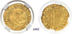 553-Espagne
 Jeanne et Charles (1516-1556)
 2 ducats or - Non daté Saragosse.
 C entre les deux bustes à l’avers - Ecu accosté de C et
 A au rever...