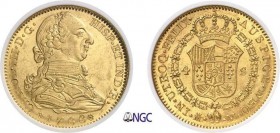 564-Espagne
 Charles III (1759-1788)
 4 escudos or - 1788 M Madrid.
 D’une qualité remarquable.
 Deuxième plus haut grade.
 13.54g - Cal. 315 - K...