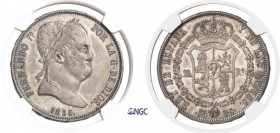 570-Espagne
 Ferdinand VII (1808-1833)
 20 reales - 1833 DG Madrid.
 Rarissime et magnifique exemplaire.
 Le plus beau gradé.
 27.08g - Cal. 518 ...