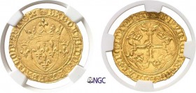 601-France
 Charles VII (1422-1461)
 Ecu d'or à la couronne 3ème type - 2ème émission du
 12 août 1445 - Point 18ème Paris.
 D’une qualité excepti...