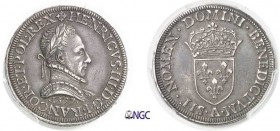 607-France
 Henri III (1574-1589)
 Quadruple en argent du teston - 1577 A Paris.
 Tranche : +PACI • QVIETI • AC • FOELICITATI • PVBLICAE •
 D’une ...