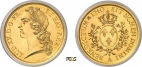 636-France
 Louis XV (1715-1774)
 Epreuve en or de l'écu au bandeau - 1740 A Paris.
 D'une insigne rareté - 5 à 10 exemplaires connus.
 Deuxième p...