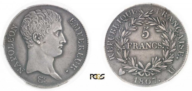 663-France
 Napoléon Ier (1804-1814)
 5 francs - 1807 U Turin.
 Très rare.
 ...