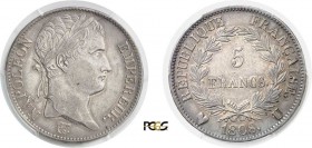 665-France
 Napoléon Ier (1804-1814)
 5 francs - 1808 U Turin.
 Rarissime dans cette qualité.
 Le seul exemplaire gradé.
 25.0g - G. 583 - F. 306...