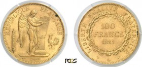 791-France
 IIIème République (1871-1940)
 100 francs or Génie - 1881 A Paris.
 Qualité remarquable.
 32.25g - G. 1137 - F. 552.4 - Fr. 590
 Prat...