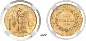 793-France
 IIIème République (1871-1940)
 100 francs or Génie - 1886 A Paris.
 Qualité remarquable.
 32.25g - G. 1137 - F. 552.7 - Fr. 590
 Prat...