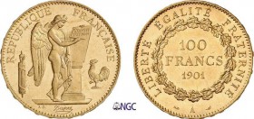794-France
 IIIème République (1871-1940)
 100 francs or Génie - 1901 A Paris.
 Qualité rare pour cette date.
 32.25g - G. 1137 - F. 552.14 - Fr. ...