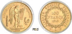797-France
 IIIème République (1871-1940)
 100 francs or Génie - 1910 A Paris.
 Qualité exceptionnelle.
 Deuxième plus haut grade.
 32.25g - G. 1...