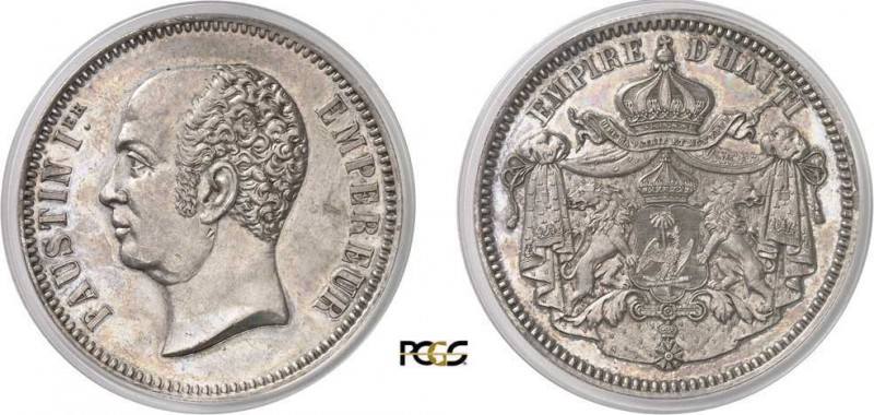856-Haïti
 Faustin I (1849-1858)
 Epreuve du 5 gourdes - (1854) - Grosse tête....