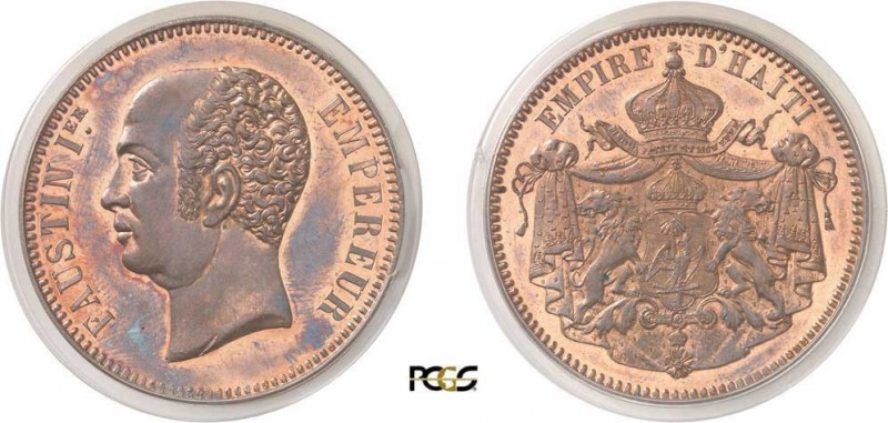 857-Haïti
 Faustin I (1849-1858)
 Epreuve en bronze du 5 gourdes - (1854).
 G...