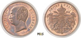 857-Haïti
 Faustin I (1849-1858)
 Epreuve en bronze du 5 gourdes - (1854).
 Grosse tête.
 Tranche lisse - Frappe médaille.
 D’une grande rareté....