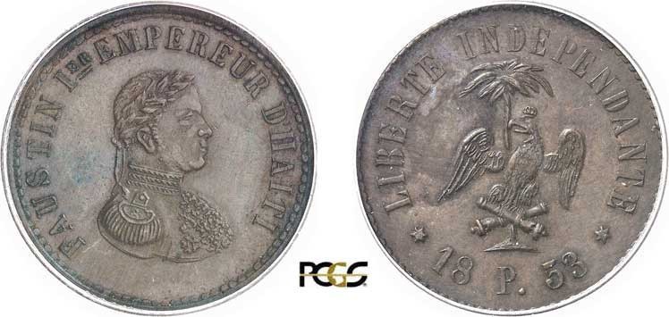861-Haïti
 Faustin I (1849-1858)
 Epreuve du 10 centimes - 1853.
 Tranche lis...