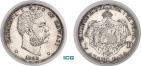 867-Hawaï
 Kalakaua (1874-1891)
 1 dollar - 1883.
 26.73g - KM 7
 Superbe - ICG AU 55