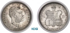 868-Hawaï
 Kalakaua (1874-1891)
 1/2 dollar - 1883.
 Magnifique exemplaire.
 12.5g - KM 6
 Superbe - ICG AU 58