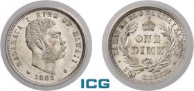 870-Hawaï
 Kalakaua (1874-1891)
 10 cents ou 1 dime - 1883.
 2.5g - KM 3
 Superbe - ICG AU 58