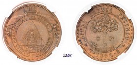 871-Honduras
 République (1839 à nos jours)
 Epreuve en bronze du 8 pesos monnayage provisoire
 1862 TA.
 Cet essai se différencie de la frappe ad...