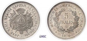 873-Honduras
 République (1839 à nos jours)
 Epreuve en cupro-nickel du 5 réales - 1870 - C. Tasset.
 Tranche lisse - Frappe monnaie.
 Très rare....