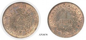 876-Honduras
 République (1839 à nos jours)
 Epreuve en cuivre du 1 réal - 1870 - C. Tasset.
 Tranche lisse - Frappe monnaie.
 Très rare.
 Le plu...