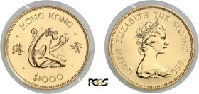 880-Hong-Kong
 Elisabeth II (1952-1997)
 1.000 dollars or - 1980 - Année du singe.
 Le plus bel exemplaire gradé.
 15.97g - KM 47 - Fr. 6
 FDC Ex...
