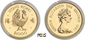 881-Hong-Kong
 Elisabeth II (1952-1997)
 1.000 dollars or - 1981 - Année du coq.
 Le plus bel exemplaire gradé.
 15.97g - KM 48 - Fr. 7
 FDC Exce...
