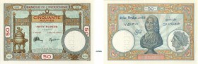 901-Indes Françaises
 Spécimen filigrané du 50 roupies - Non daté - Type 1935 - Perforé : SPECIMEN - Alphabet 0.0 - N°000.
 Numéroté 40 à l’encre ro...