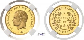 912-Indes Portugaises
 Charles Ier (1889-1908)
 Médaille en or - 1890 - V. Alves.
 Frappée pour l’exposition industrielle et agricole de Goa.
 Uni...