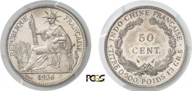 918-Indochine
 Epreuve en bronze de nickel du 50 cent. - 1936 Paris.
 Deuxième exemplaire connu après celui de la vente
 Palombo du 13 décembre 201...