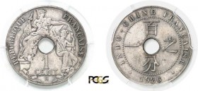 931-Indochine
 Epreuve en bronze argenté du 1 cent. - 1926 A Paris.
 Sans le mot essai - De poids léger.
 Deuxième exemplaire connu après celui ill...