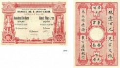 937-Indochine
 Spécimen filigrané du 100 dollars / 100 piastres - Type II 1875 modifié - Haïphong imprimé.
 Perforé : SPECIMEN - Décrets des 21 janv...