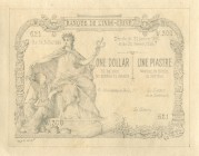 941-Indochine

 Epreuve dessinée du 1 dollar / 1 piastre - Type 1891 Bleu.

 Décrets des 21 janvier 1885 (sic) et 20 février 1888 - Date 30 juille...
