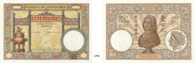 948-Indochine
 Spécimen filigrané du 100 piastres - Type 1927.
 Perforé : SPECIMEN - Non daté - Sans numérotation ni signatures.
 Rare.
 Kolsky 15...