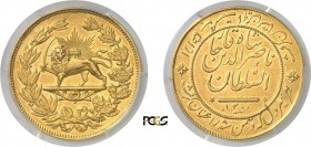 959-Iran
 Nasir al-Din (1264-1313 AH / 1848-1896)
 Epreuve en or du 5 tomans (module) - 1300 AH (1883)
 Téhéran.
 Rarissime.
 Le seul exemplaire ...