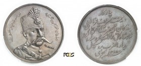 963-Iran
 Mozaffaredin (1313-1324 AH / 1896-1907)
 Epreuve en bronze patiné du 5 kran ou 5 francs
 (module) - 1318 AH (1900) Bruxelles.
 Visite du...