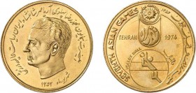973-Iran
 Mohammad Reza (1320-1358 SH / 1941-1979)
 Médaille en or au module de 4 pahlavi - 1353 SH / 1974
 Téhéran.
 Commémore les VIIèmes Jeux A...