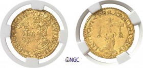 978-Italie - Ferrare
 Hercule II (1534-1559)
 1 ducat or - Non daté.
 Bell. 13/B - Fr. 270
 Superbe - NGC AU 55