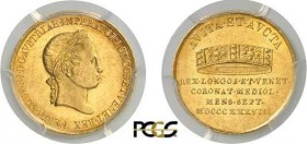 982-Italie - Lombardie - Milan
 Ferdinand Ier (1835-1848)
 Médaille en or de 1 ducat du couronnement - 1838.
 Commémore le couronnement à Milan com...