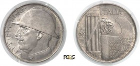 1026- Italie
 Victor-Emmanuel III (1900-1946)
 20 lires - 1928 An VI R Rome.
 Très rare dans cette qualité.
 Le plus bel exemplaire gradé.
 20.0g...