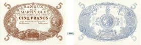 1065-Martinique
 Epreuve non filigranée marron du 5 francs - Type 1874 Bleu - Non daté (1900-1902) - Sans numérotation, ni signatures.
 Cette épreuv...