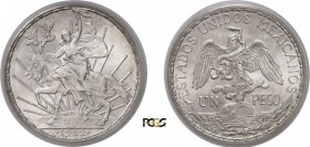 1080-Mexique - Etats-Unis (1905 à nos jours)
 1 peso - 1912 Mexico.
 Qualité remarquable.
 Deuxième plus haut grade.
 27.07g - KM 453
 FDC - PCGS...