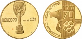 1081-Mexique - Etats-Unis (1905 à nos jours)
 Médaille en or - 1970.
 Commémore le IXème championnat du monde
 de football à Mexico.
 Le Brésil, r...