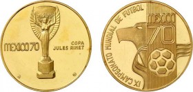 1082-Mexique - Etats-Unis (1905 à nos jours)
 Médaille en or - 1970.
 Commémore le IXème championnat du monde
 de football à Mexico.
 Le Brésil, r...