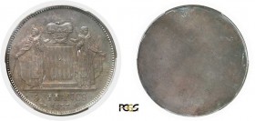 1083-Monaco
 Honoré V (1819-1841)
 Epreuve uniface en bronze du revers de la 5 francs
 1837 M Monaco.
 Semble unique.
 Le seul exemplaire gradé....
