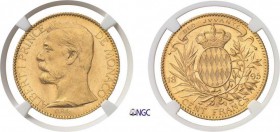 1085-Monaco
 Albert Ier (1889-1922)
 100 francs or - 1895 A Paris.
 Magnifique exemplaire.
 32.25g - G. MC 124 - KM 105 - Fr. 13
 Pratiquement FD...