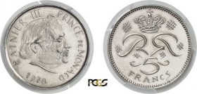 1087-Monaco
 Rainier III (1949-2005)
 Epreuve en nickel du 5 francs - 1970 - Joly.
 Epreuve d'artiste.
 Quelques exemplaires connus.
 Le plus bel...