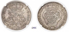 1096-Norvège
 Frédéric IV (1699-1730)
 4 marks ou couronne - 1725 HCM.
 Rare dans cette qualité.
 Le plus bel exemplaire gradé.
 Exemplaire de la...