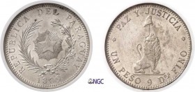 1108-Paraguay
 République (1811 à nos jours)
 1 peso - 1889 Buenos Aires.
 Très rare dans cette qualité.
 Exemplaire de la vente Heritage 425 du 6...
