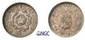 1114-Paraguay
 République (1811 à nos jours)
 Epreuve du 10 centimos - 18xx (vers 1889).
 Frappé sur un 10 centavos (1881-1883) d’Argentine.
 Rari...