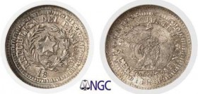 1115-Paraguay
 République (1811 à nos jours)
 Epreuve du 5 centimos - 18xx (vers 1889).
 Frappé sur un 10 centavos (1881-1883) d’Argentine.
 Raris...